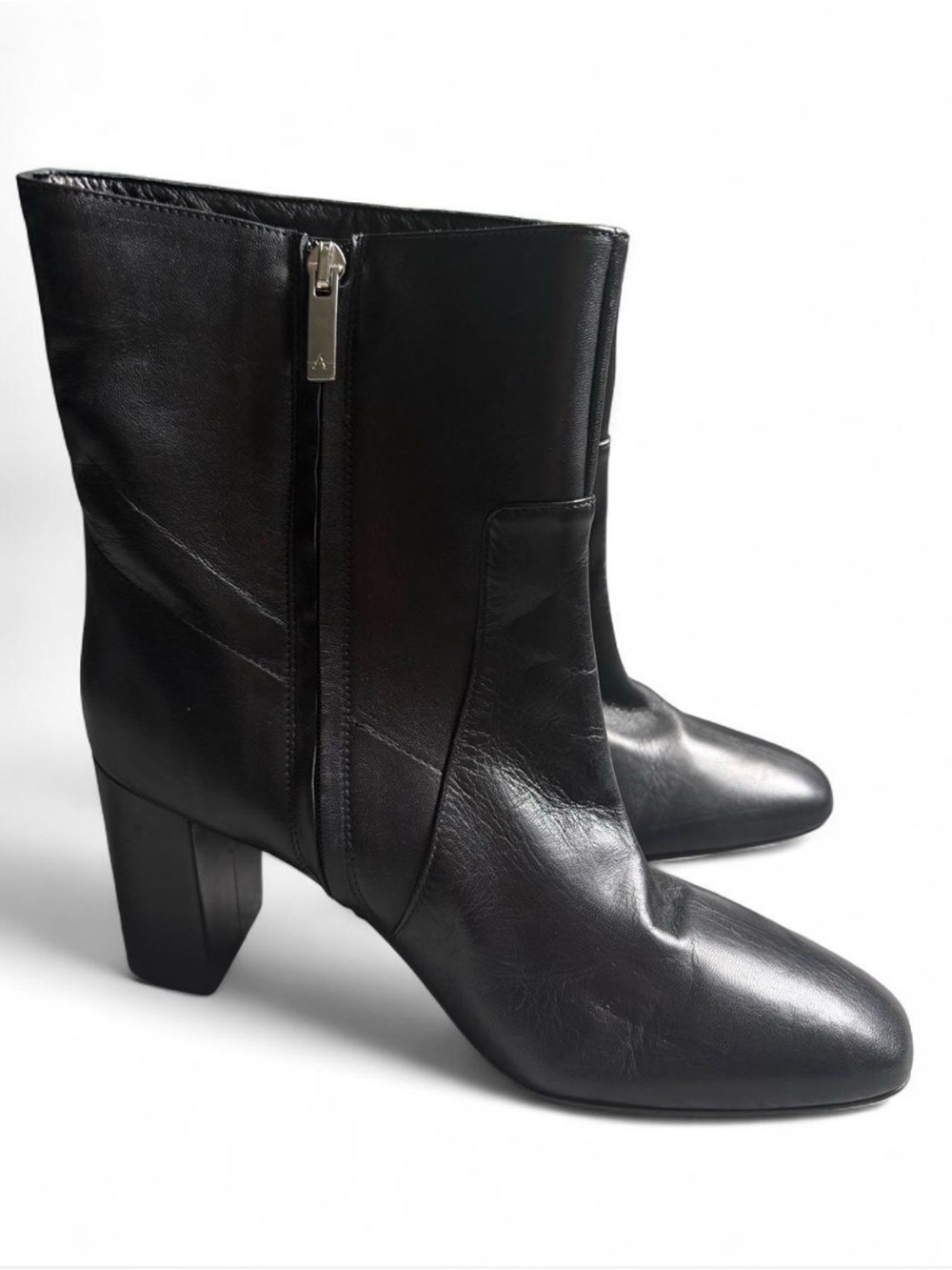 NEW Aquatalia Black Leather Heeled Ankle Bootie